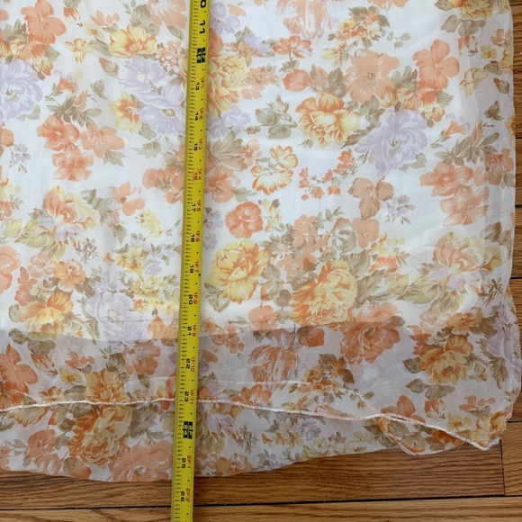 Giusy Silk Floral Lined Sleeveless V-Neck Flowy Top Orange Yellow Sz L: party - Picture 6 of 7